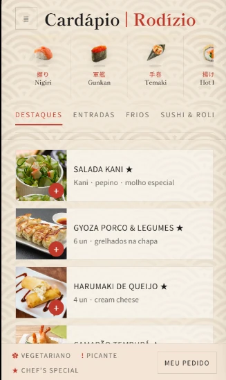 Prévia do modelo Hoshi, restaurante japonês